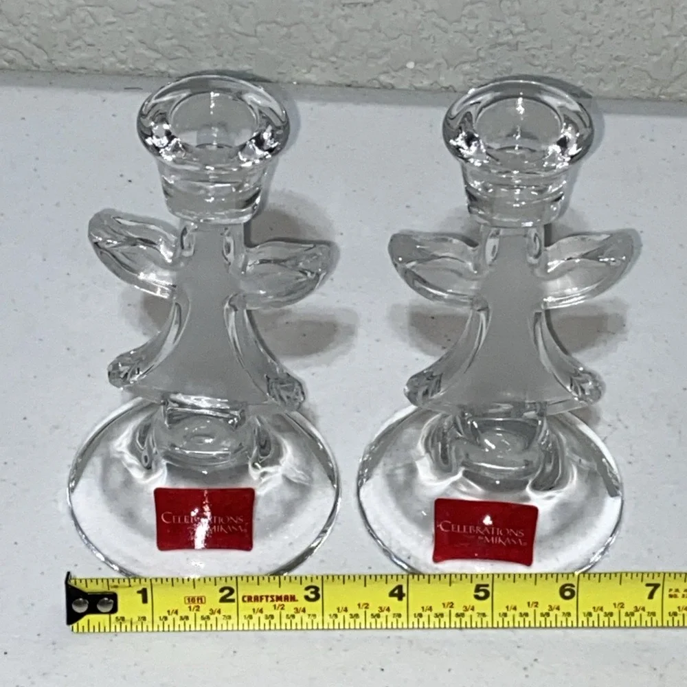 Celebrations By Mikasa Candlestick Candle Holders Angel Set Of 2 Crystal Angels